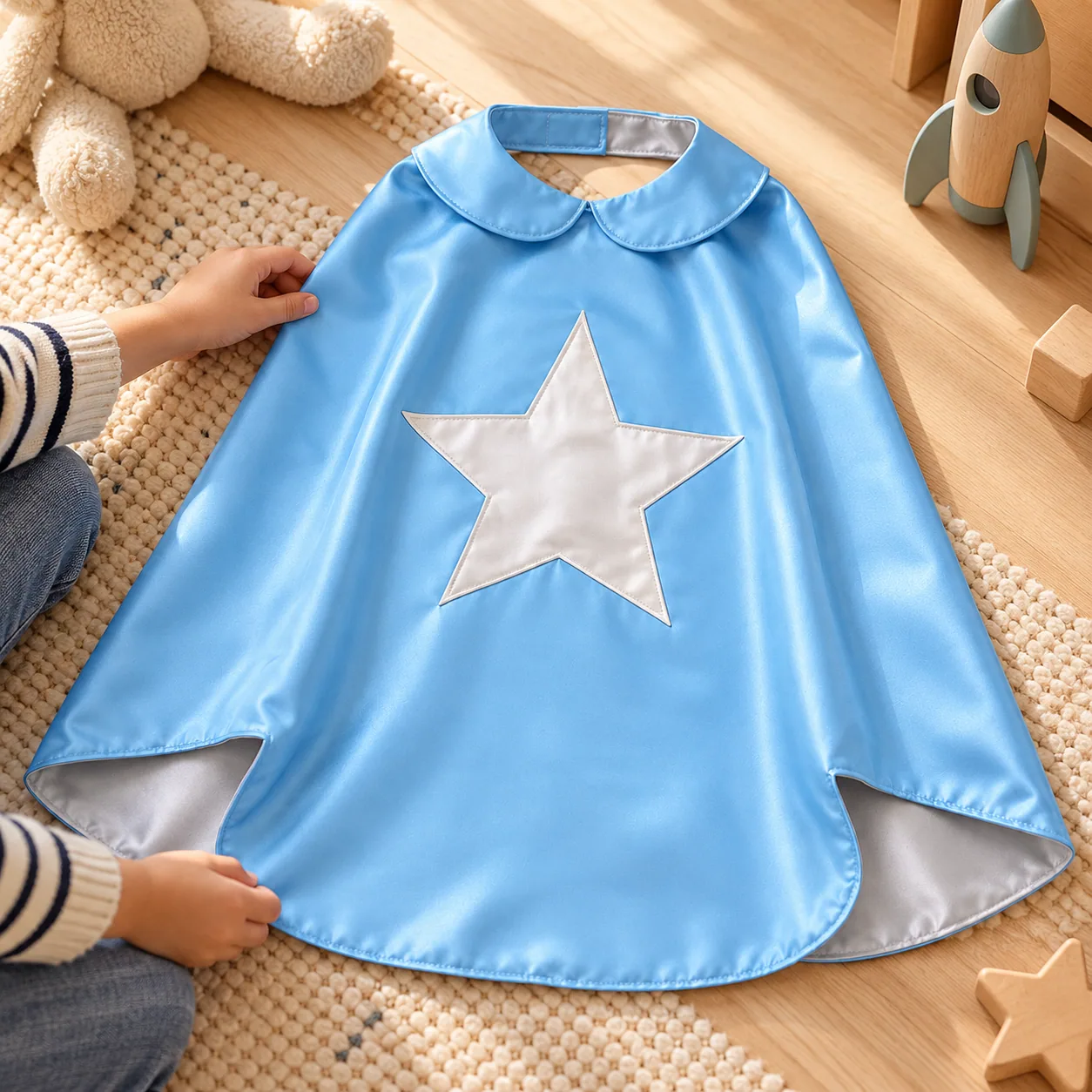 Reversible Superhero Cape in Sky