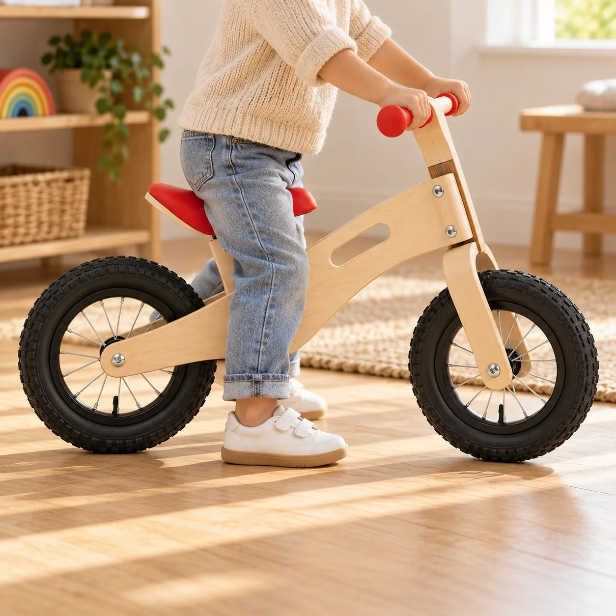 Wooden Balance Bike, in play