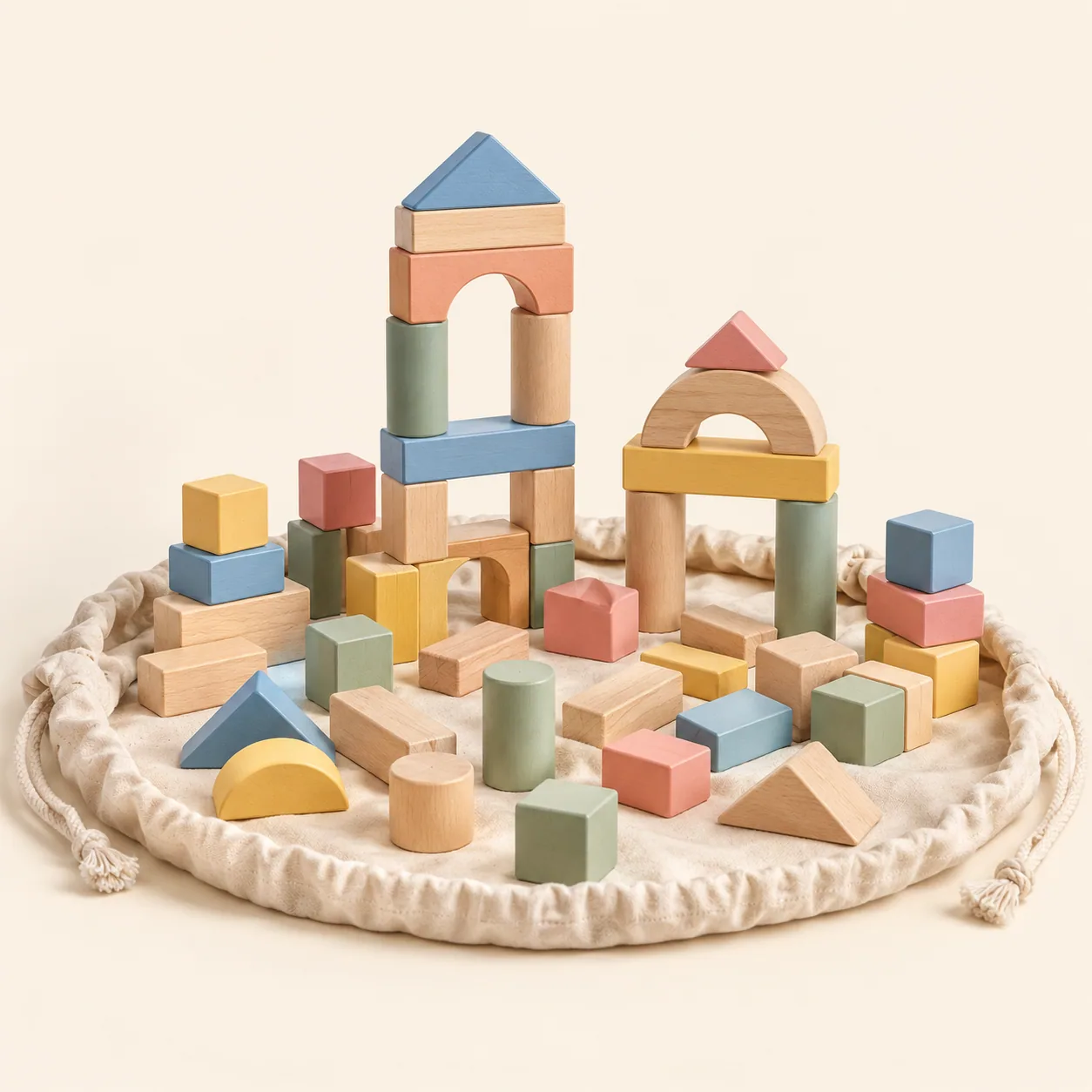 Chunky Wooden Blocks, 40 Pieces