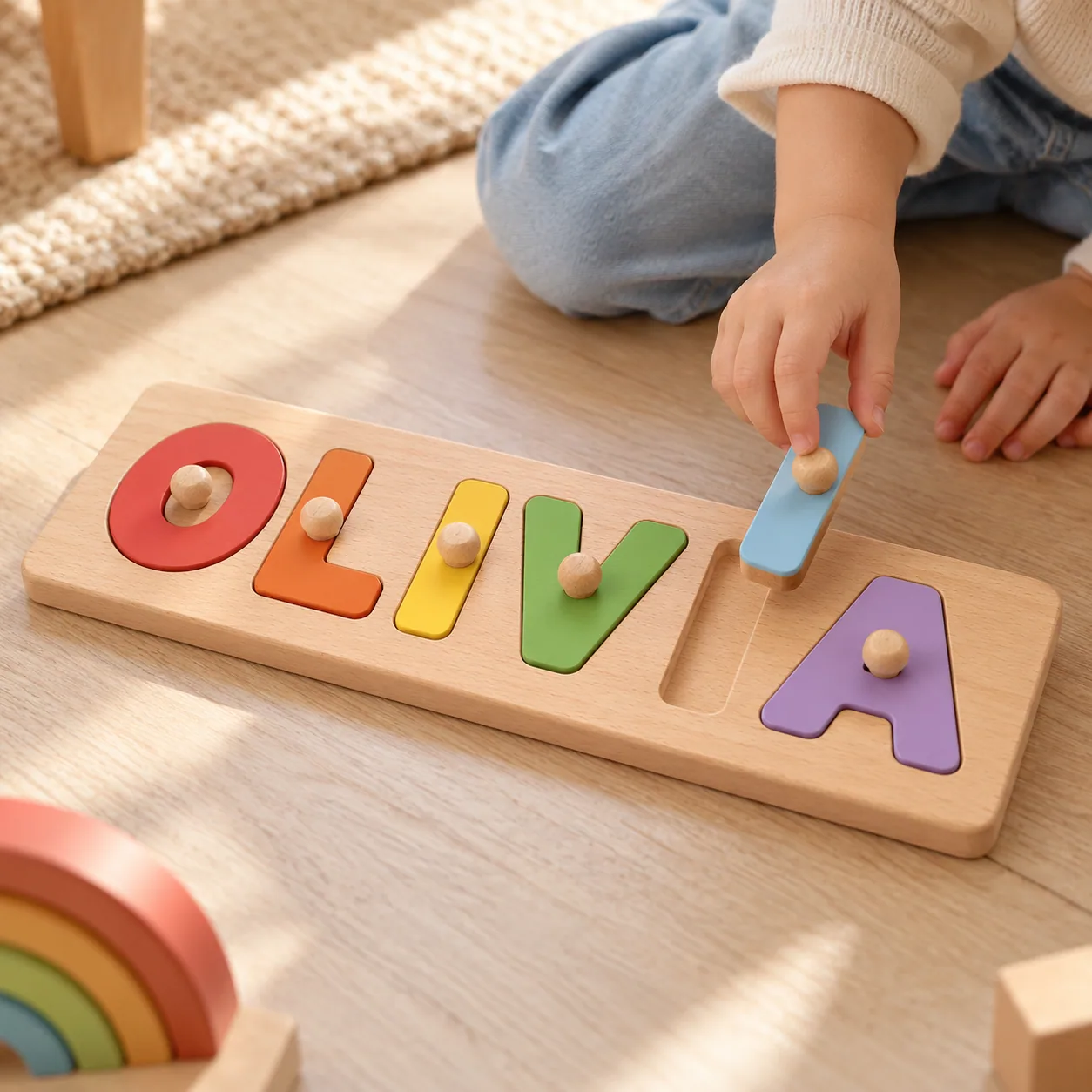Personalised Wooden Name Puzzle, in play