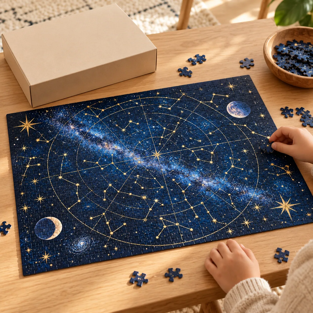 Night Sky Glow Puzzle, 200 Pieces, in play