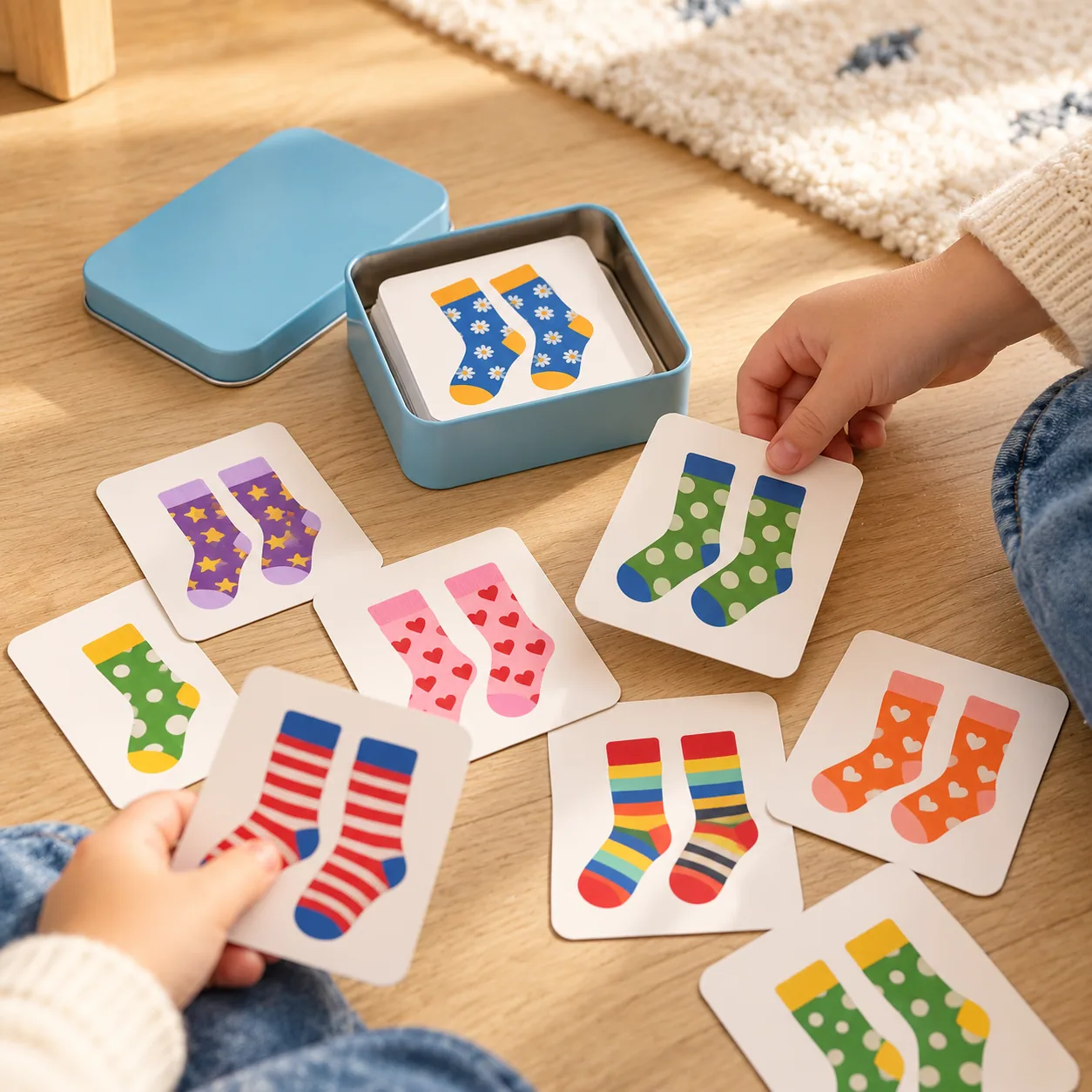 Sneaky Socks Card Game, in play